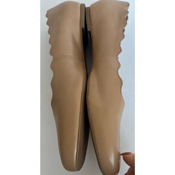 Copper Key Lovely Leather Beige Tan Scalloped Edge Ballet Flat Comfort Shoes 8 - Picture 4 of 8